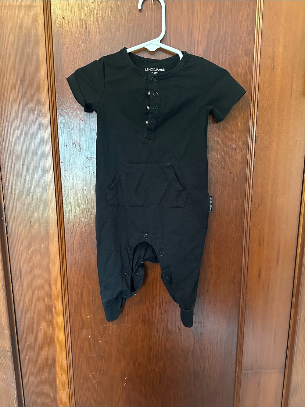 Black Short-Sleeve Baby One-Piece Bodysuit